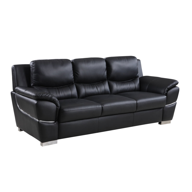 Latitude Run® Dempsy 85" Wide Genuine Leather Pillow Top Arm Sofa